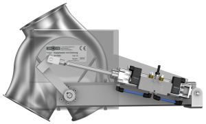 Two-way asymmetrical valves with seal, fitted with pneumatic cylinder-0
